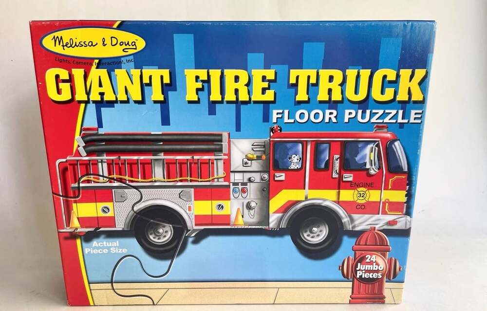 Melissa & Doug Floor Puzzle Giant Fire Truck Emergency Vehicle 24 Pieces 4' Long